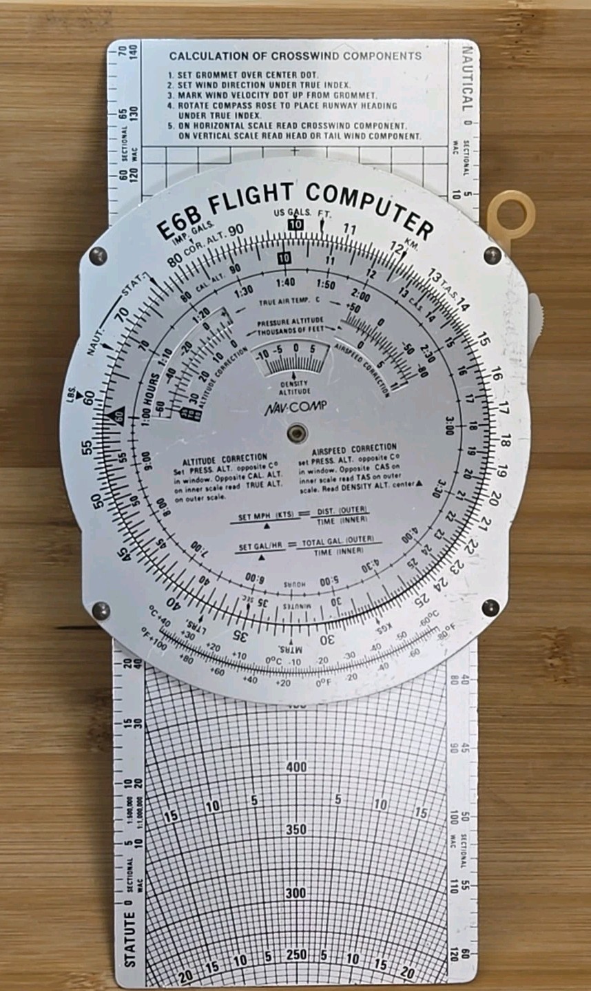 Vintage NAV-COMP E6B Flight Computer - Manual