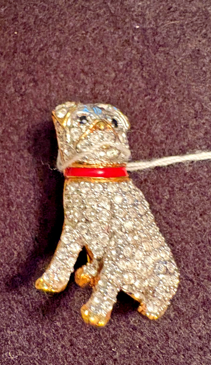 Jeweled PUG with red collar. PIN 1\