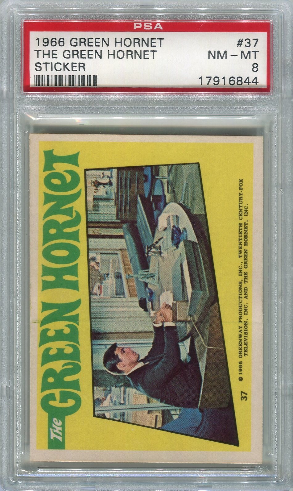 GREEN HORNET 1966 TOPPS The GREEN HORNET STICKER Van Williams #37 PSA 8 NM-MT
