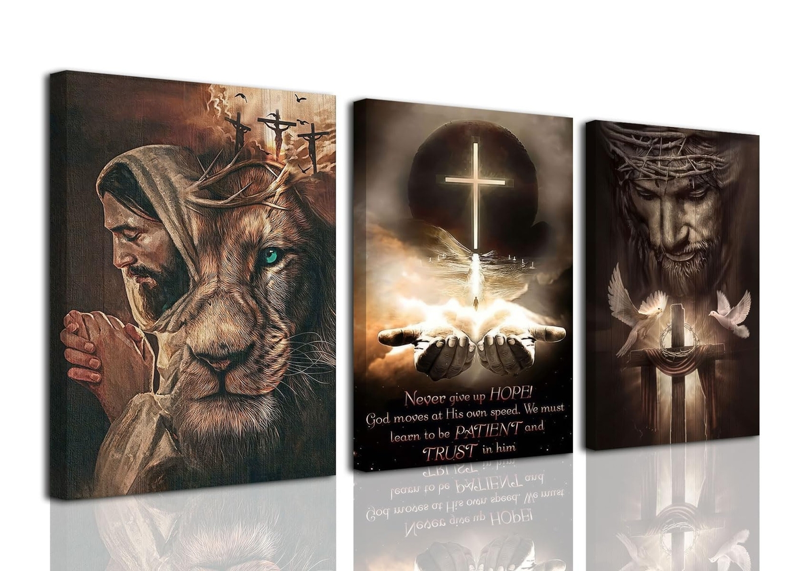 TBKHUDBI Jesus Wall Art Christian Catholic Canvas Prints Religious Cross Bibl...