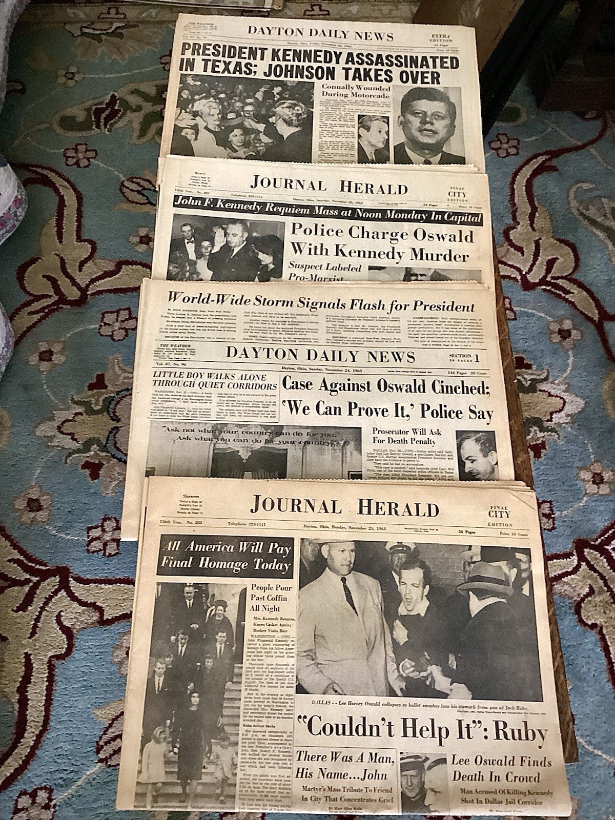 Vintage 1963 JFK John F Kennedy Assassination Oswald Ruby Newspaper Lot Dayton