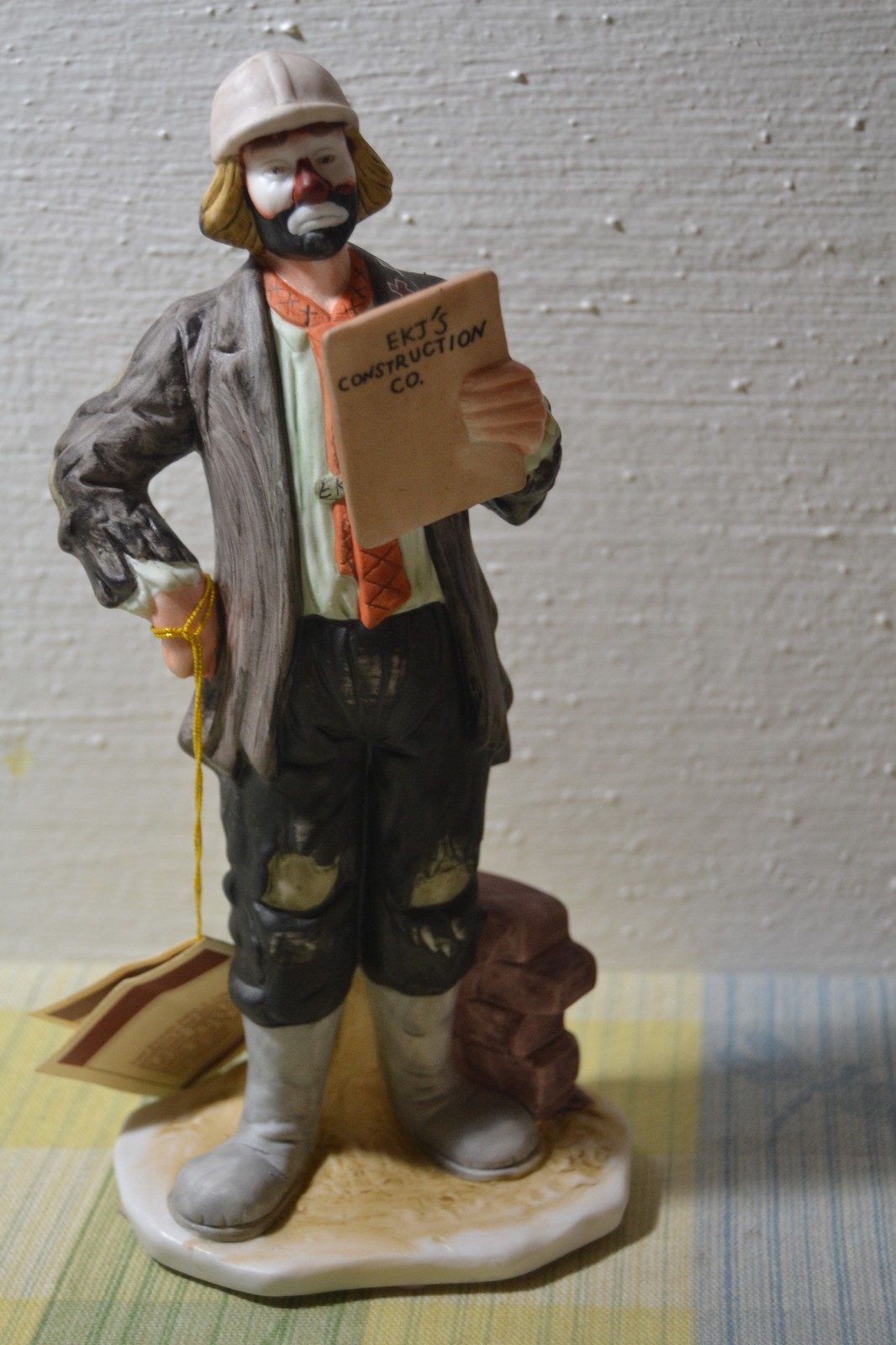 Vintage Flambro Emmett Kelly Jr Porcelain Constuction/Engineer  Hobo Clown