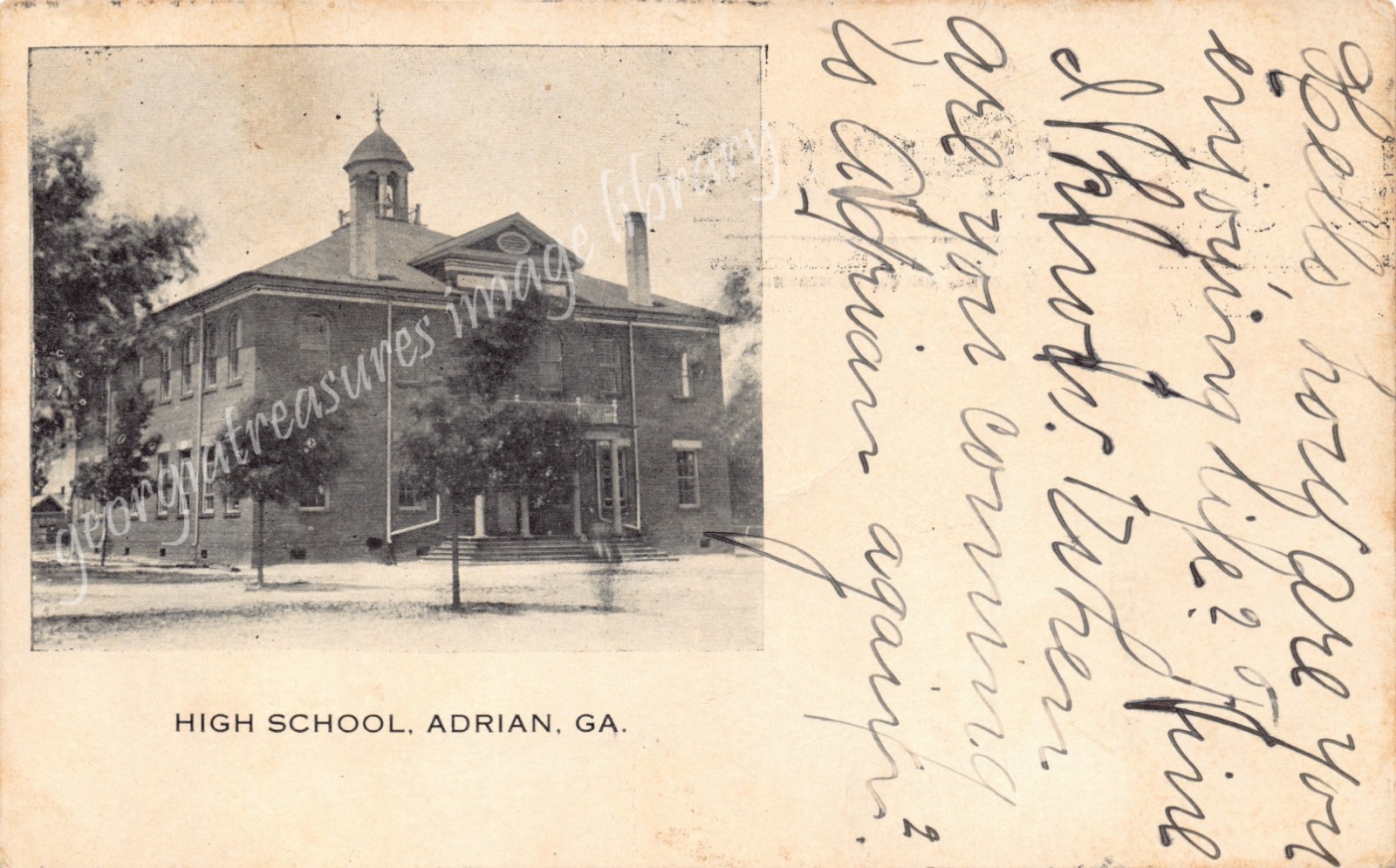 GA~GEORGIA~ADRIAN~ADRIAN HIGH SCHOOL~C.1908 MAILED TO T.E. COX ATLANTA