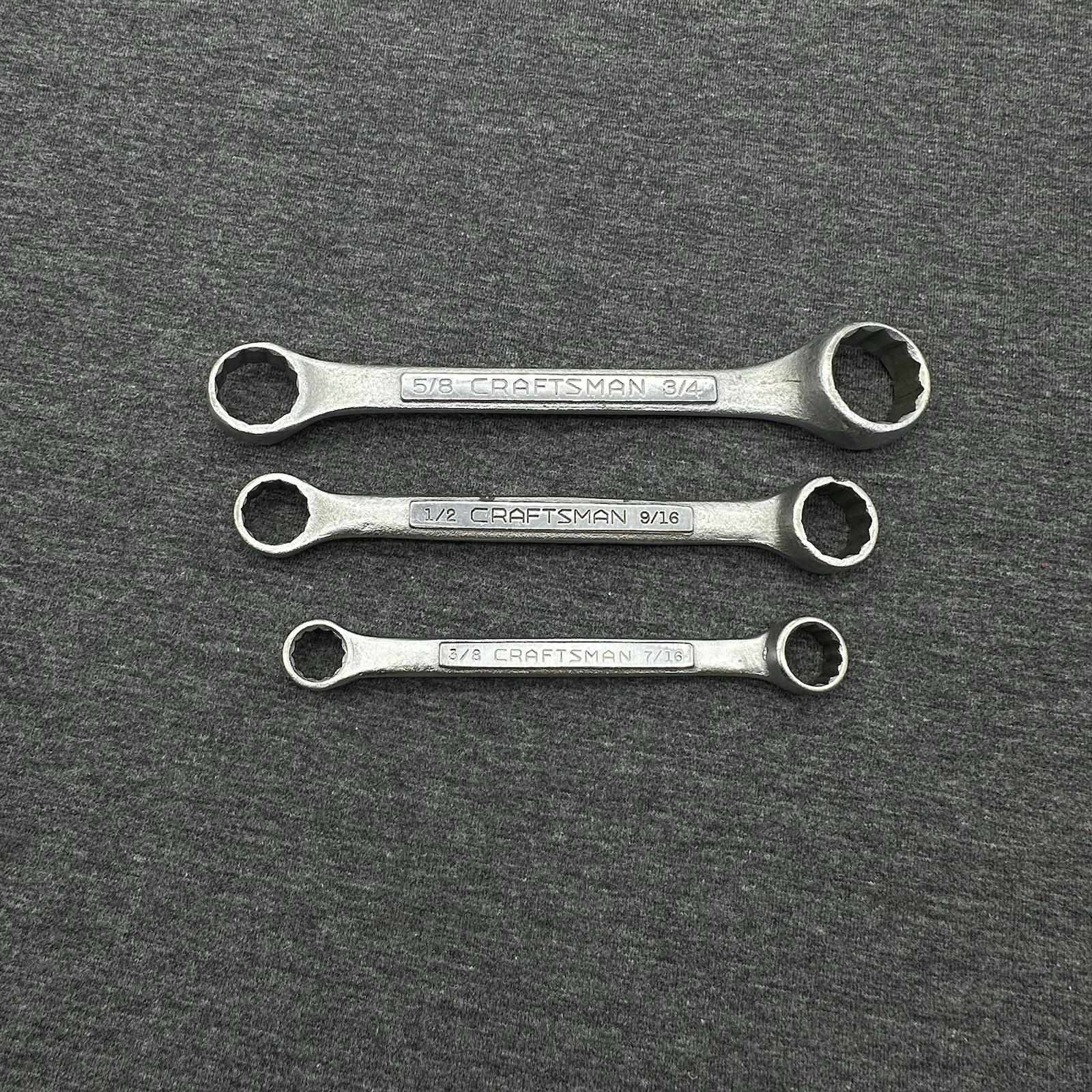 Vintage Craftsman 3 Pc Stubby Box End Wrench Set SAE 3/8 - 3/4\