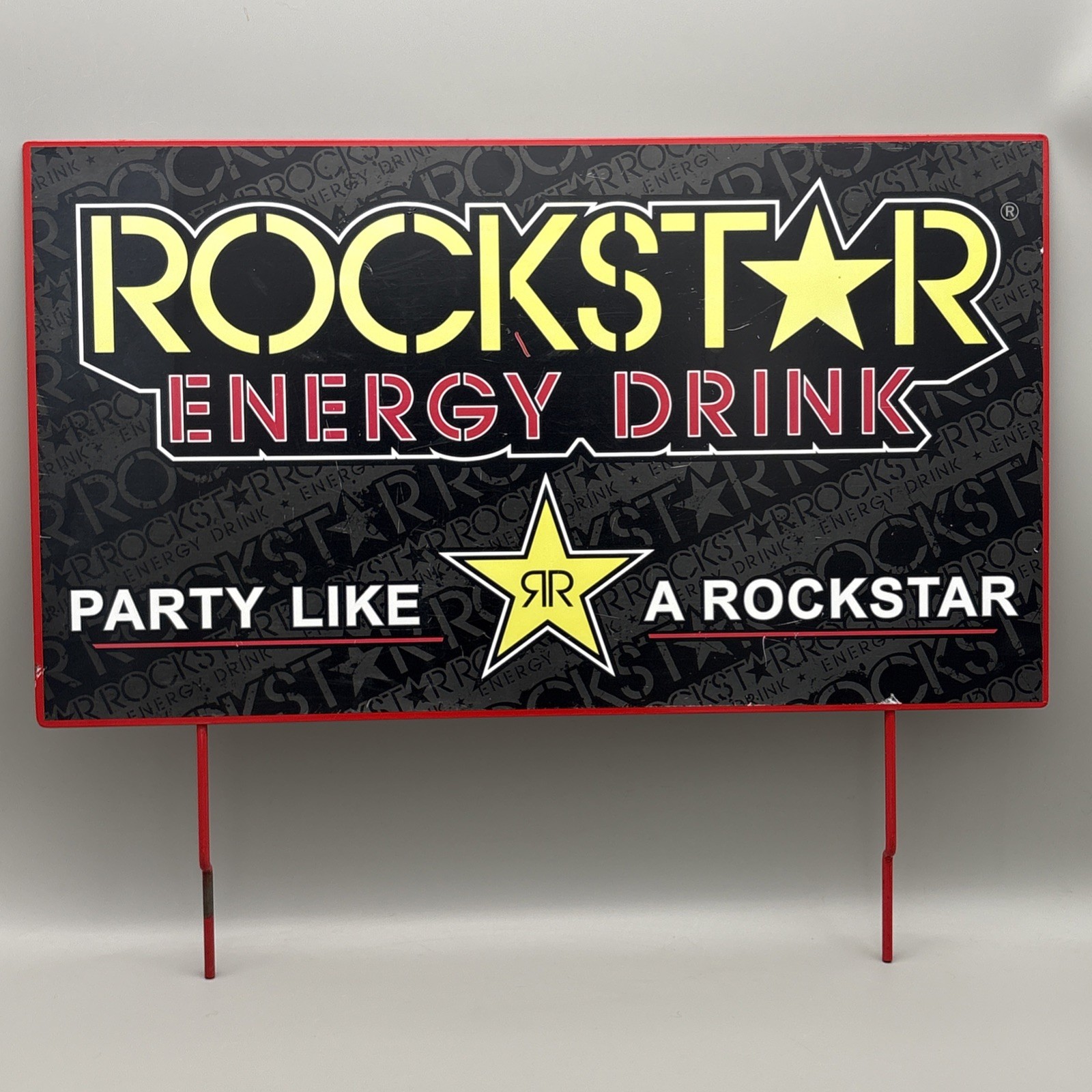 Rockstar Energy Drink Metal Wire Sign Display Promo Party Like A Rockstar 22”