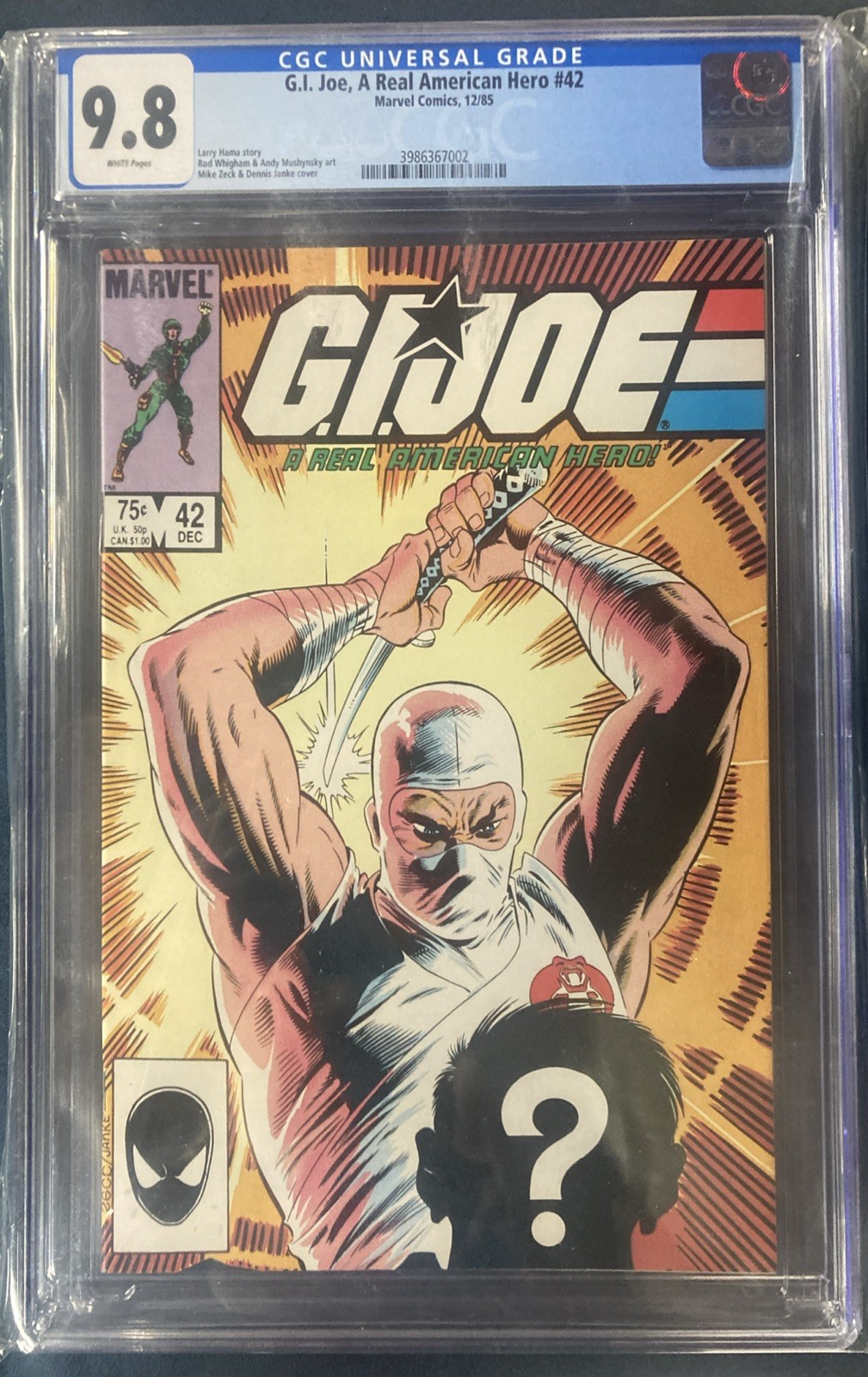 G.I. JOE, A REAL AMERICAN HERO #42 CGC 9.8 WP (Marvel Comics 1985) Hama Zeck G.I. JOE, A REAL AMERICAN HERO #42 CGC 9.8 WP (Marvel Comics 1985) Hama Zeck