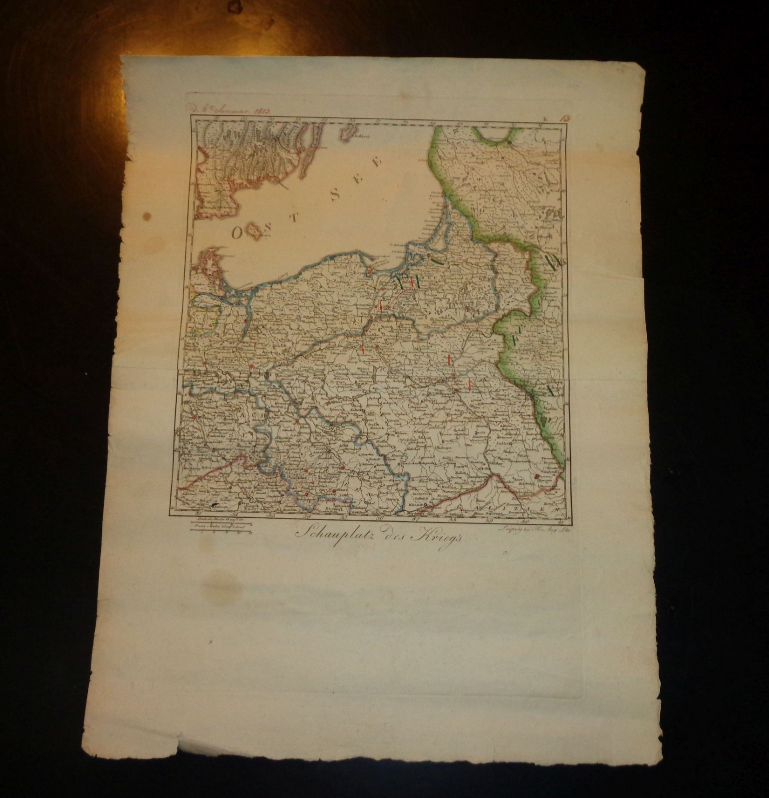 Rare 1813 Prussian Schauplatz des Kriegs \