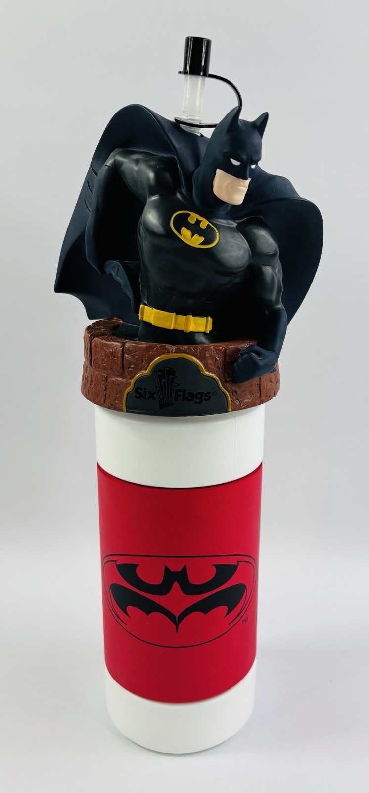 Vintage 2002 Six Flags Batman Souvenir Cup - 3D Character Bust Topper DC Comics