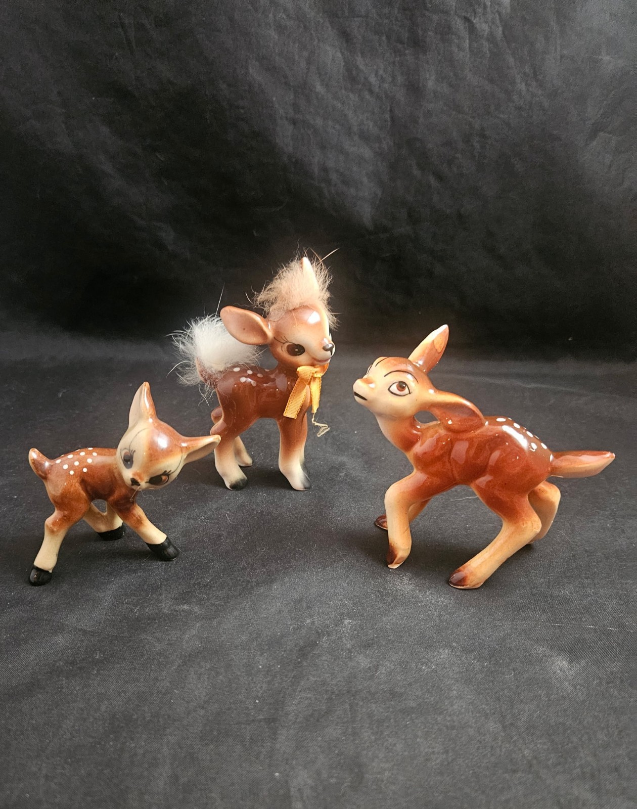 Lot Of 3 Vintage Ceramic Deer Fawn Made in Japan Kitsch Mid Century Christmas