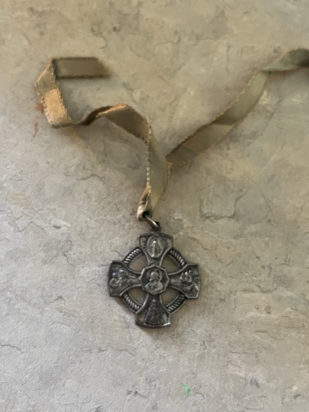 Vintage Catholic 4 Way medal Likely Sterling