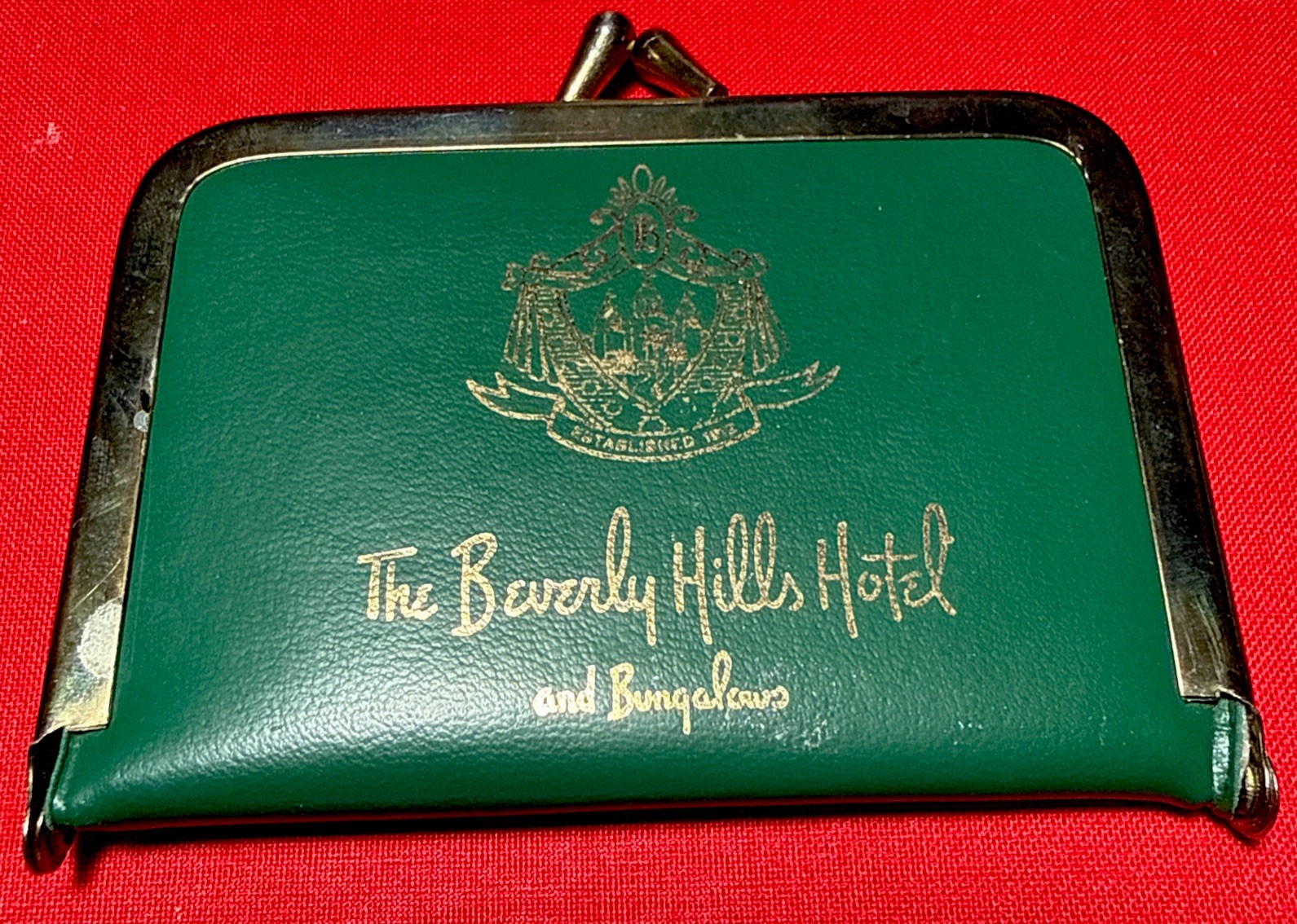Vintage Beverly Hills Hotel And Bungalows Sewing Kit Green Leather AS IS Vintage Beverly Hills Hotel And Bungalows Sewing Kit Green Leather AS IS