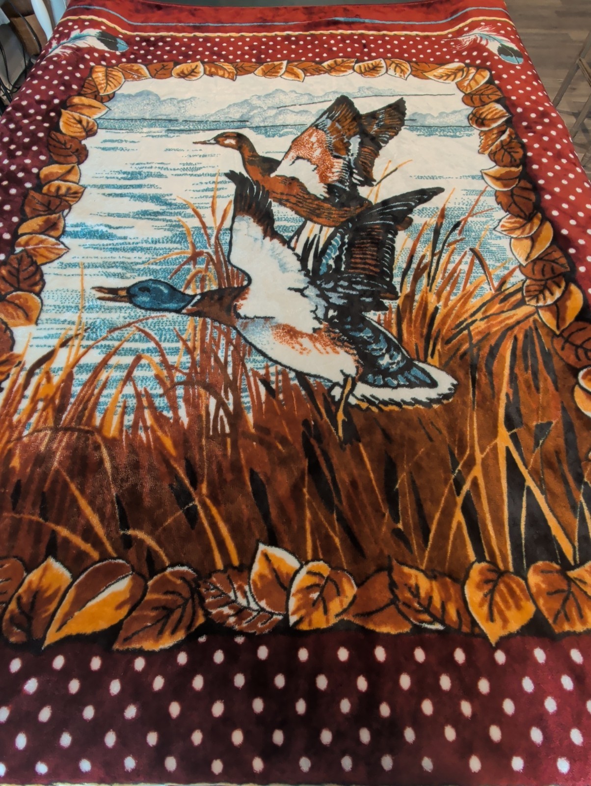 Rare Vintage Novatex Blanket Nature Animals Mallards Soft 70\