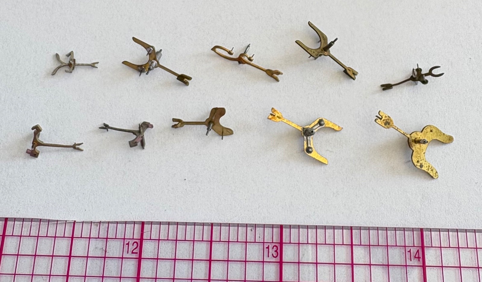 Lot of 10 Vintage Pocket Watch or Clock Pallet Forks for Parts Repair Project