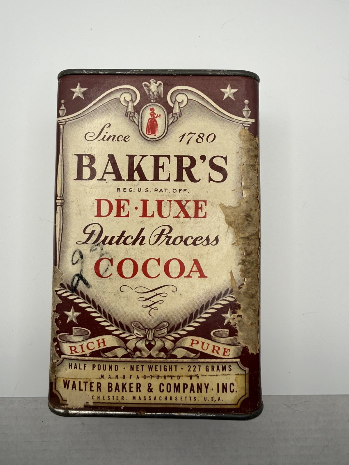 Vintage Walter Baker & Co. LTD. Dutch process Cocoa tin 5 inches