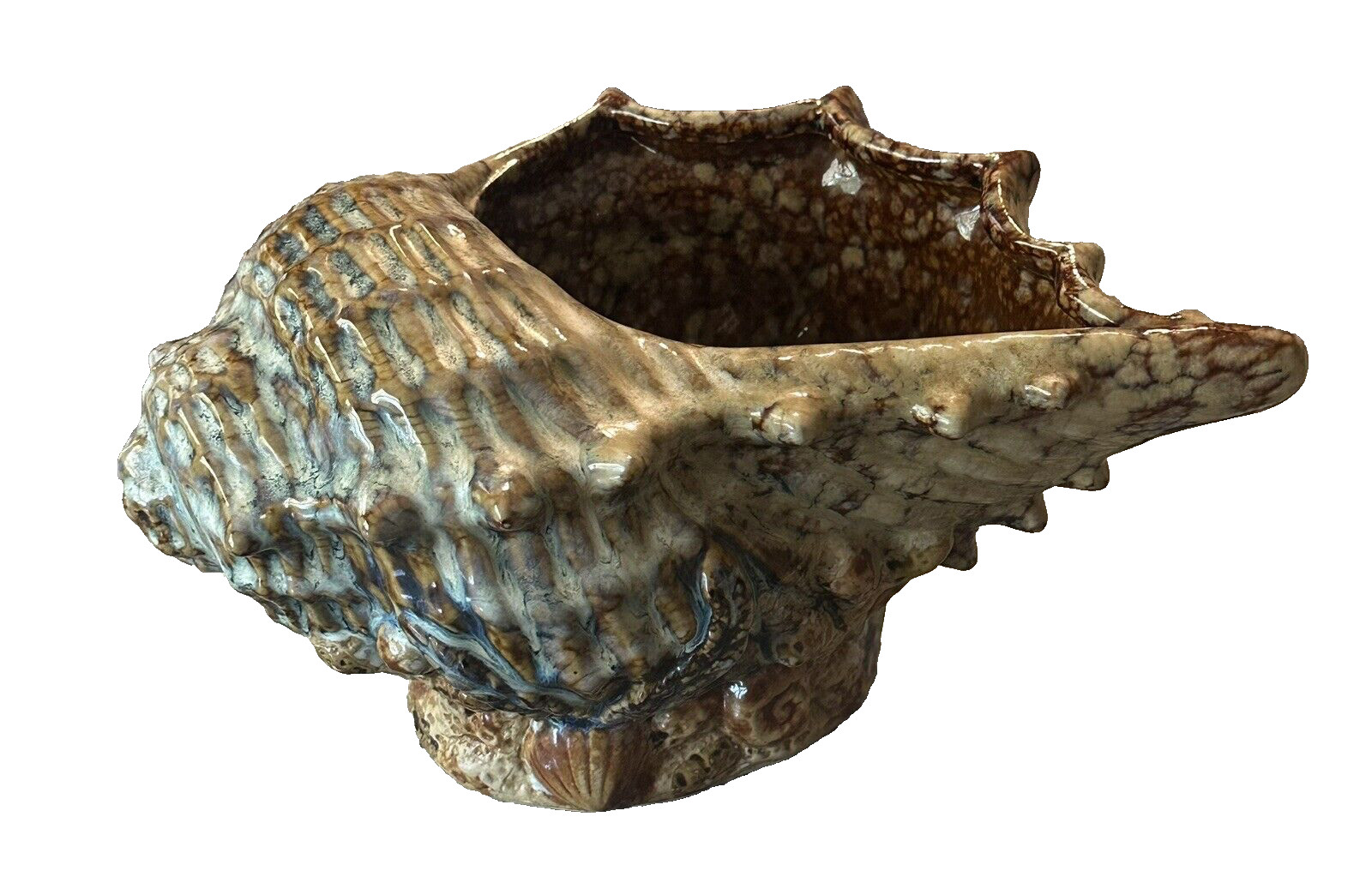 Vtg Shell Planter Large Ceramic Conch Seashell Beachy Coastal Decor 11”