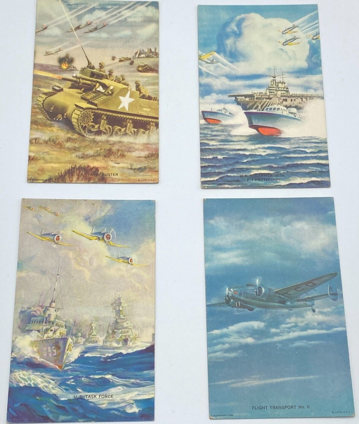 Vtg 1940's Mutoscope U.S. Military Postcards Lot Of 4 Vtg 1940's Mutoscope U.S. Military Postcards Lot Of 4