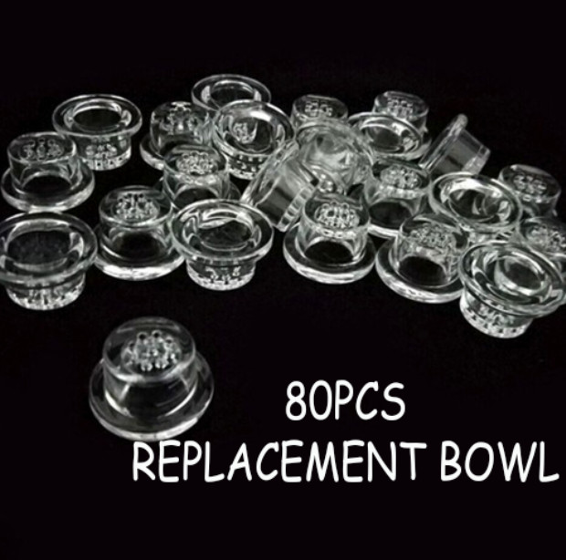 80 PCS Replacement Clear Glass Bowls For 9-Hole Silicone Pipe Accessories