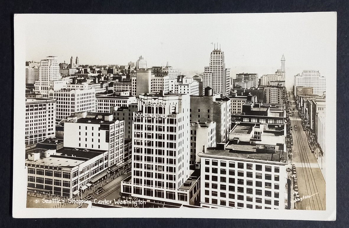 Seattle Shopping Center Washington WA c1940s Real Photo Postcard RPPC Aerial Seattle Shopping Center Washington WA c1940s Real Photo Postcard RPPC Aerial