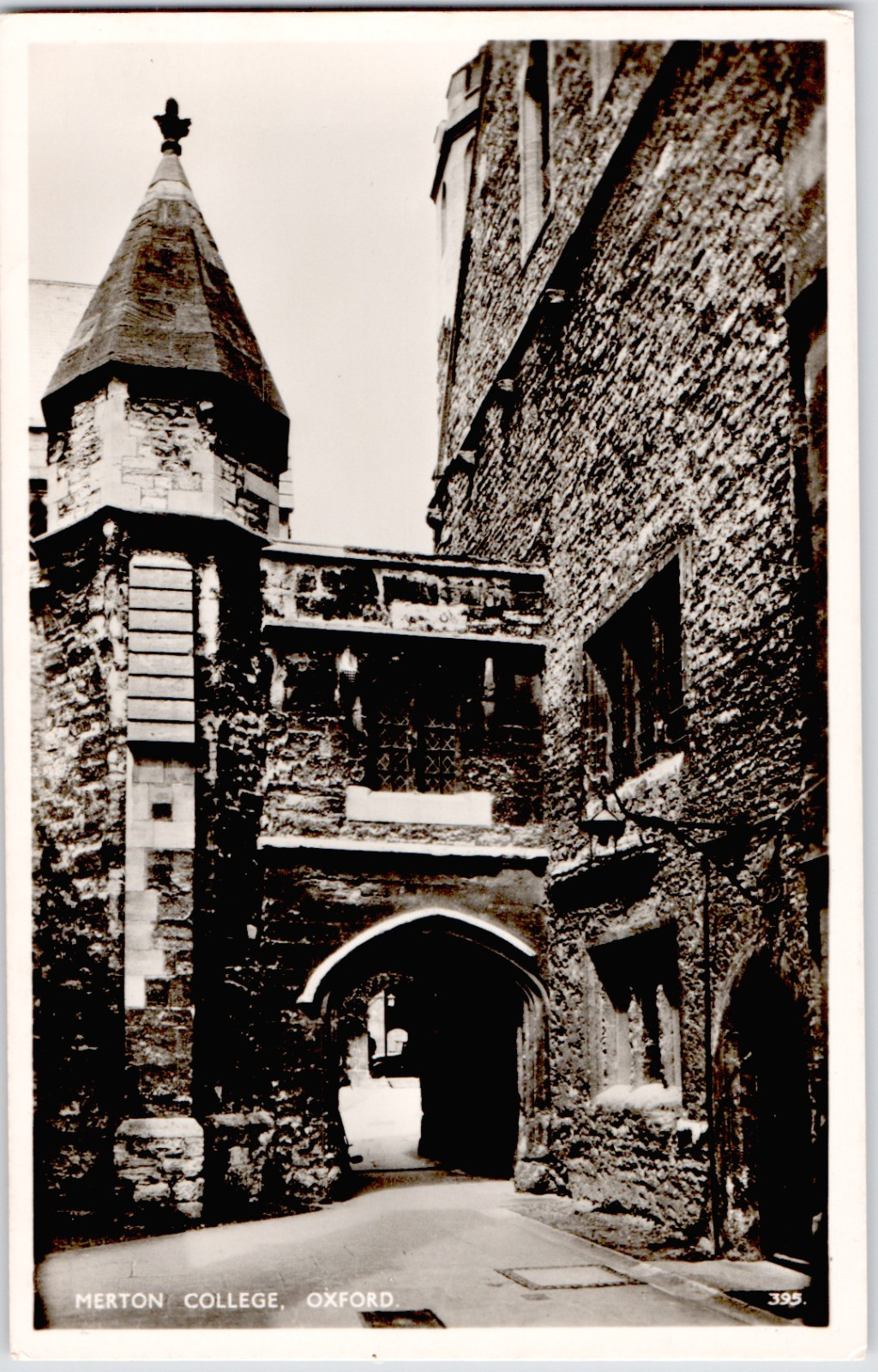 UK England Oxfordshire Oxford Merton College Gateway Tower Arch 1920s RPPC