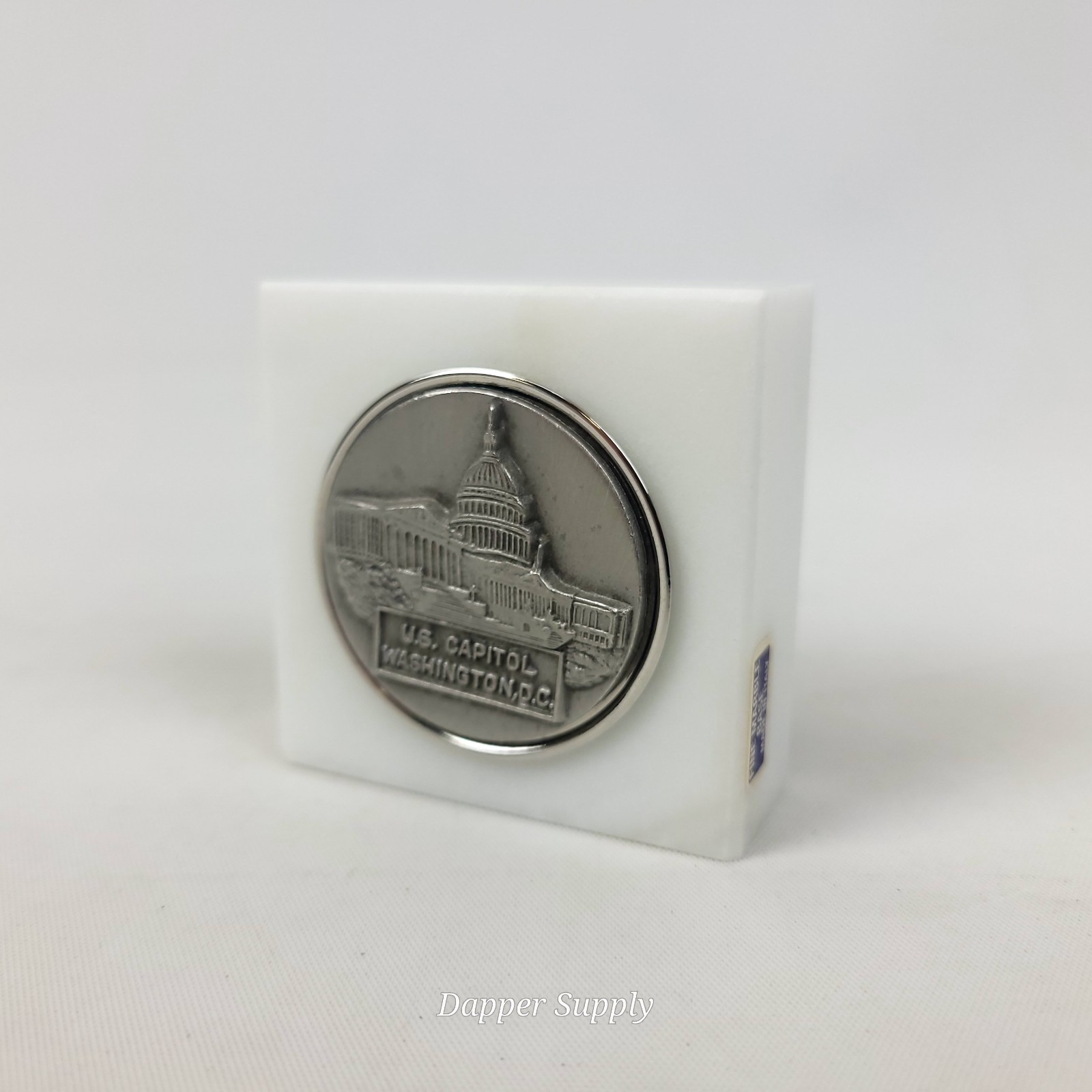 U.S. Capitol Washington D.C. Fine Marble Desk Paperweight Made In Italy 2x2\