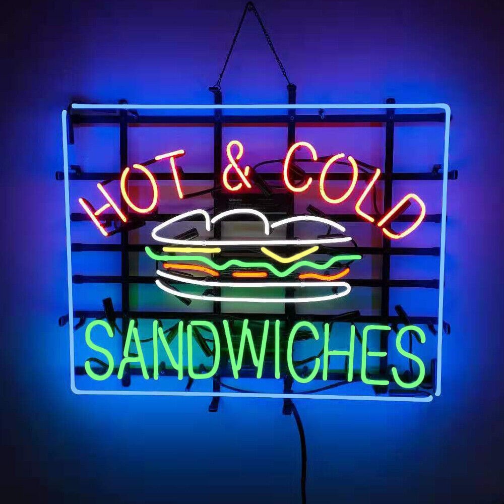 Hot And Cold Sandwiches Open Neon Light Sign Lamp Restaurant Bar Decor 24\