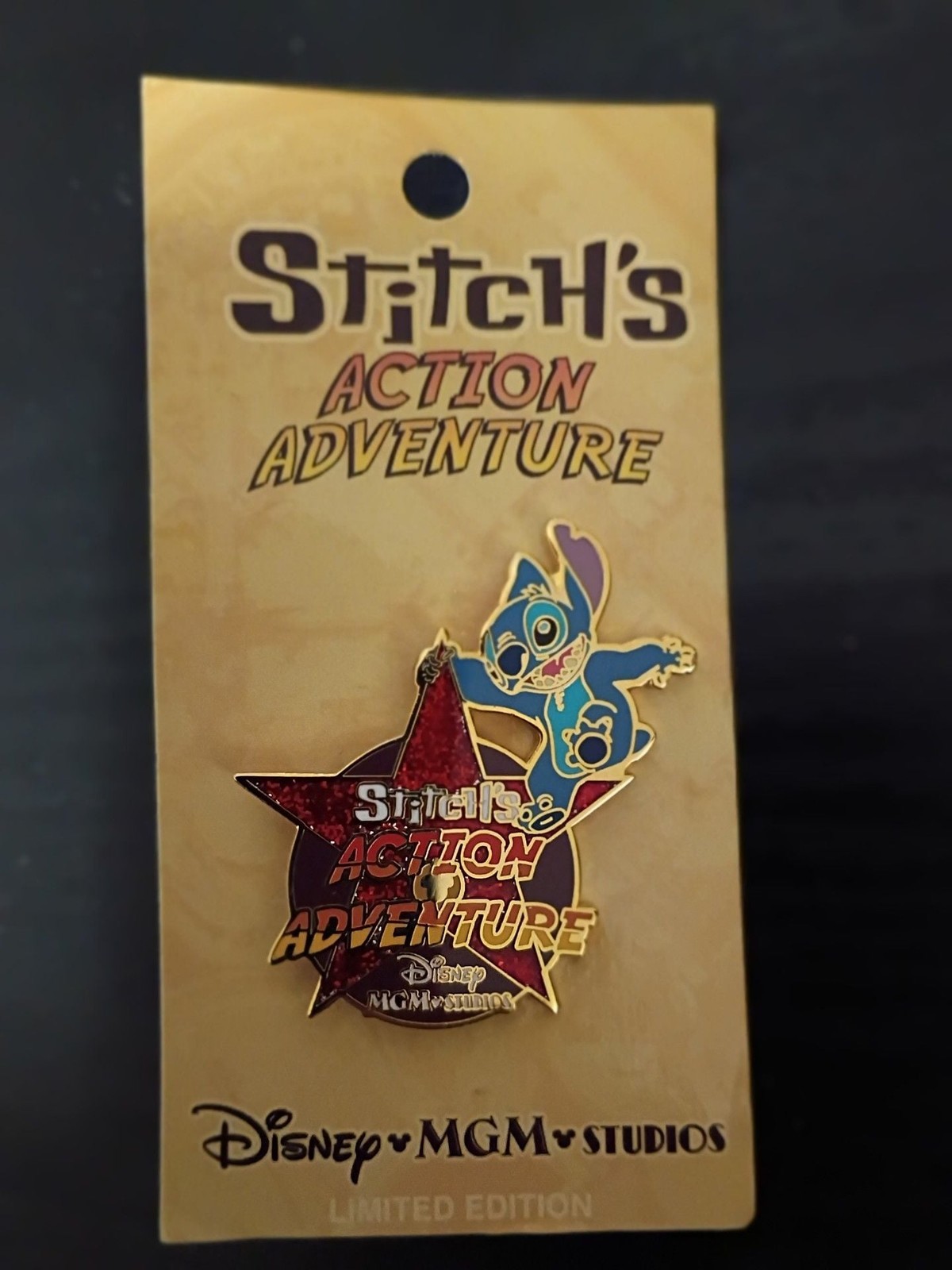 Disney Pin Stitch\'s Action Adventure MGM Studios Logo Limited Edition Disney Pin Stitch\'s Action Adventure MGM Studios Logo Limited Edition