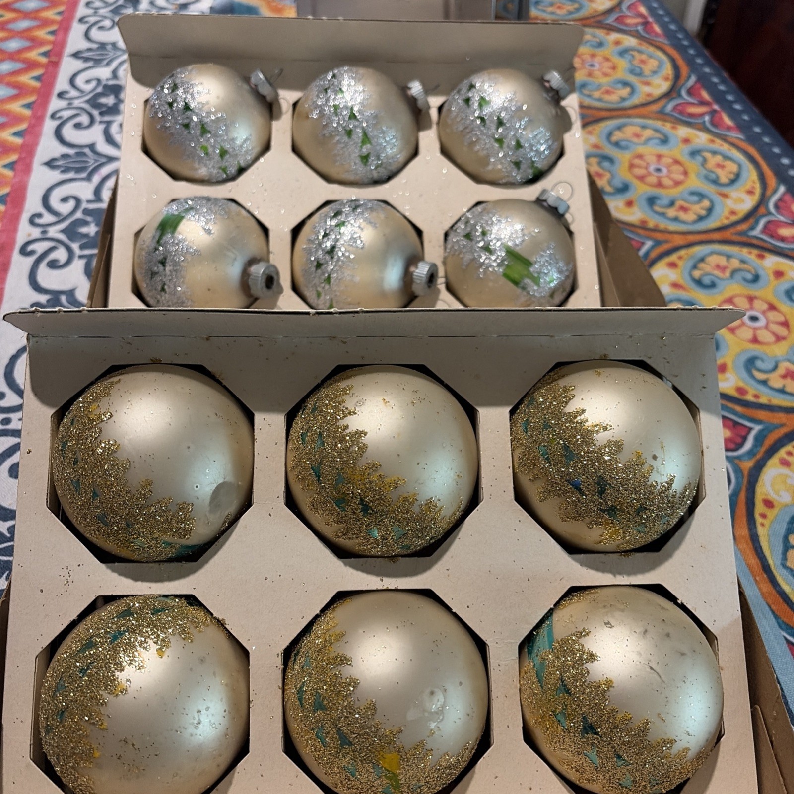 Vintage Lanissa Shiny Brite Round Medium Glass Christmas Ornaments GERMANY 12