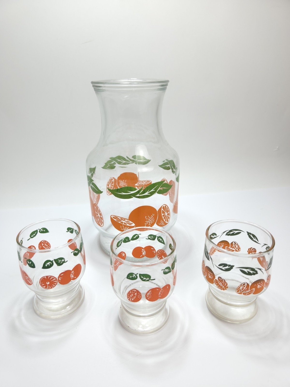 Vintage Orange Juice Carafe and 6 Glasses Set - Anchor Hocking - MINTY EC Vintage Orange Juice Carafe and 6 Glasses Set - Anchor Hocking - MINTY EC