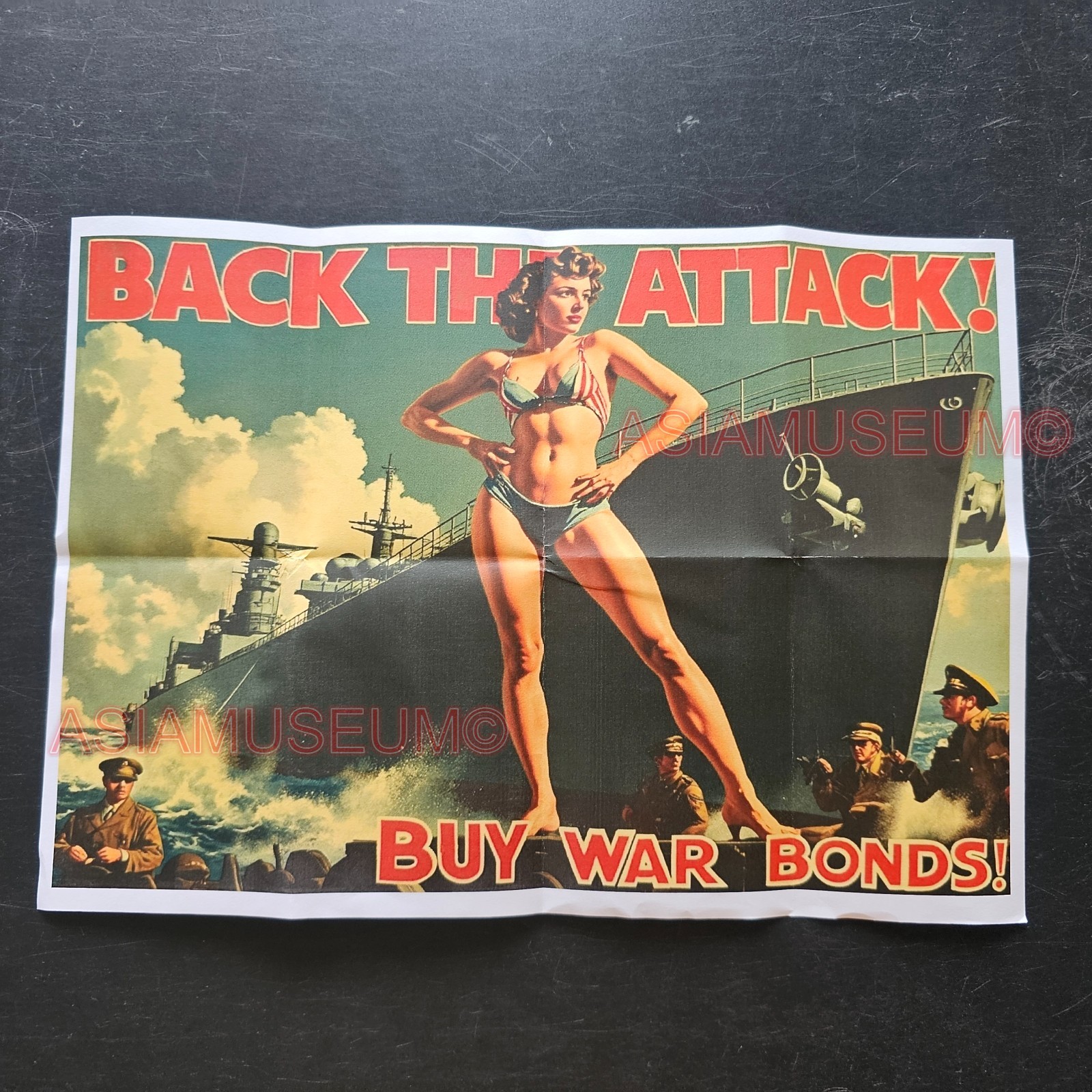 1945 WW2 USA BUY WAR BONDS SEXY PIN UP BIKINI GIRL WOMEN NAVY WAVES POSTER M496