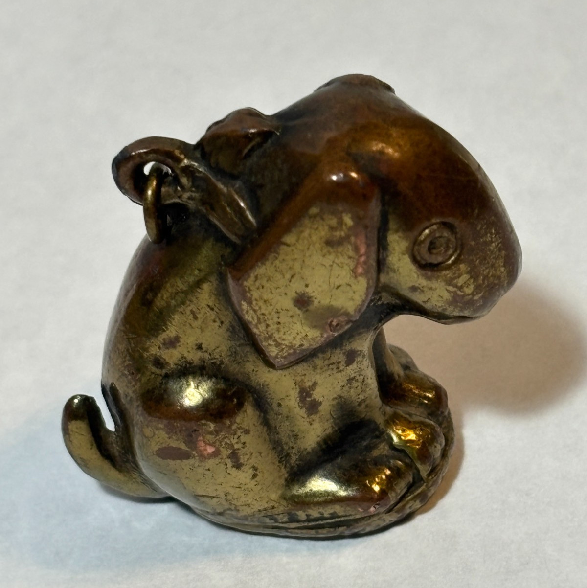 Vintage K&O Japan Solid Brass Dog Charm / Miniature Figurine