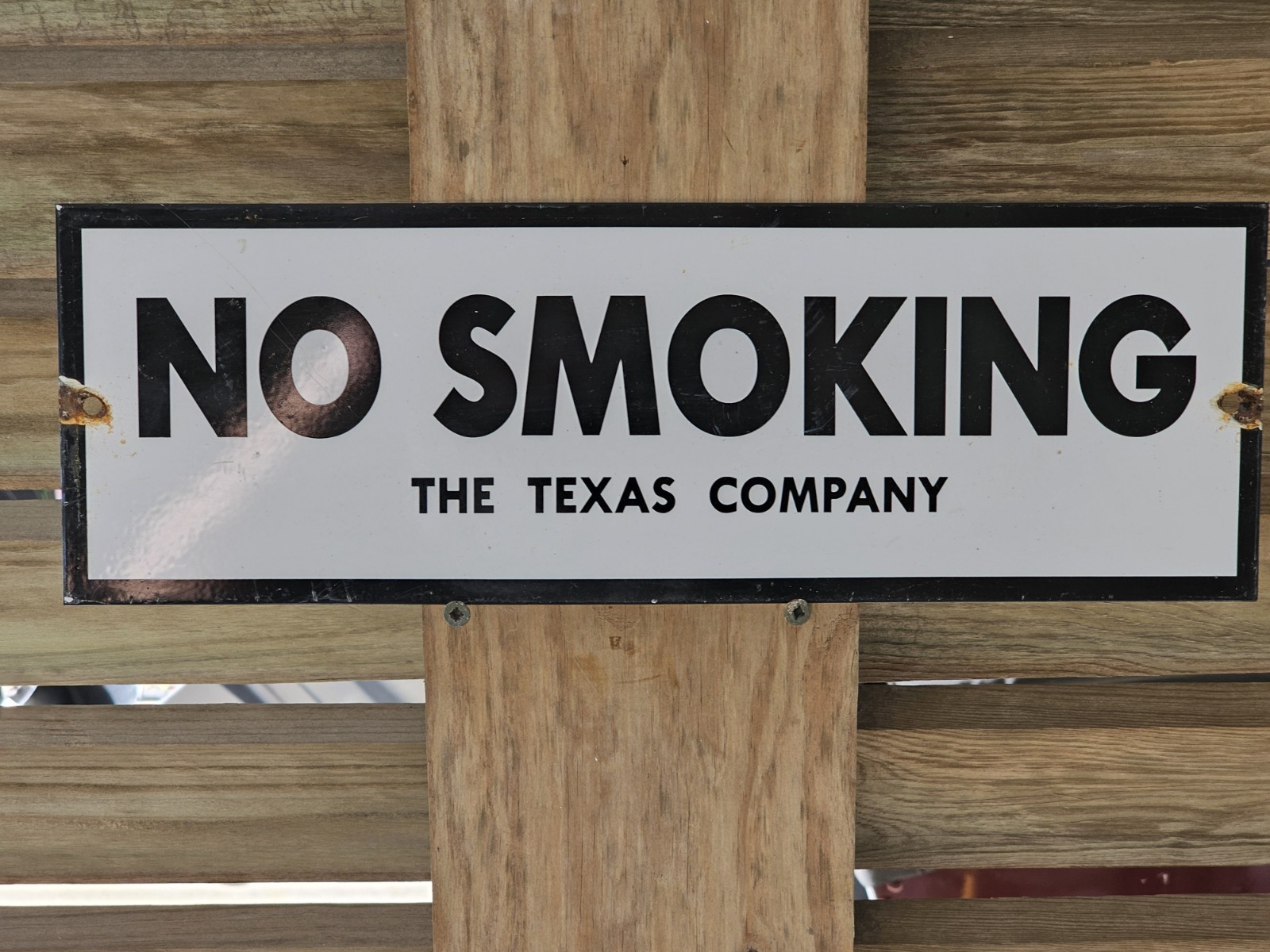 VINTAGE 1960\'S TEXACO GASOLINE NO SMOKING GAS PUMP PORCELAIN DEALERSHIP SIGN 