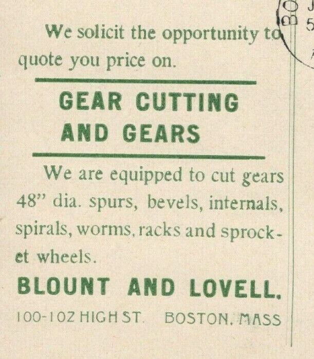 Blount and Lovell to Birch Bros Ad Boston Massachusetts Postcard Antique
