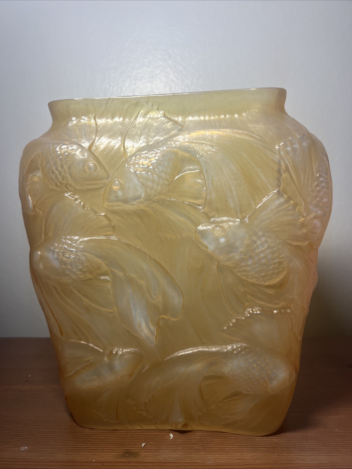 Antique Consolidated Glass Phoenix Vase golden Koi Fish Rare