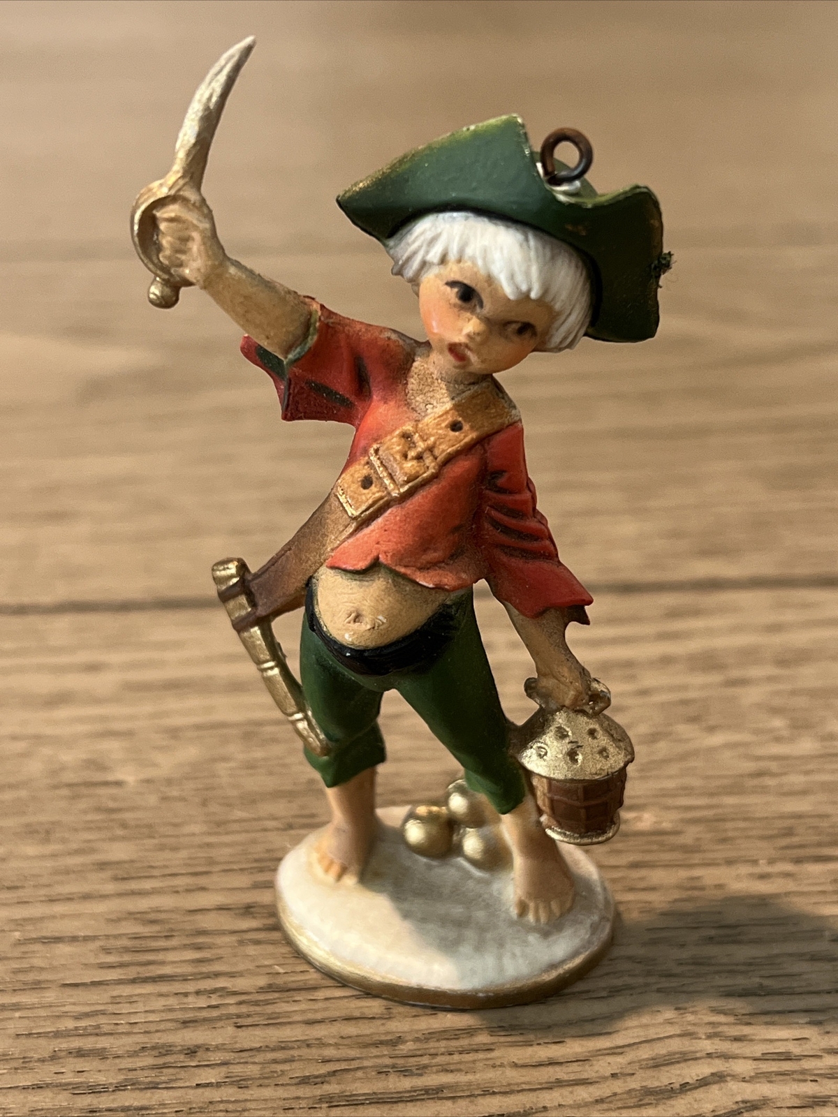 Vintage Plastic Pirate Swashbuckler Boy Figure Christmas Ornament Hong Kong