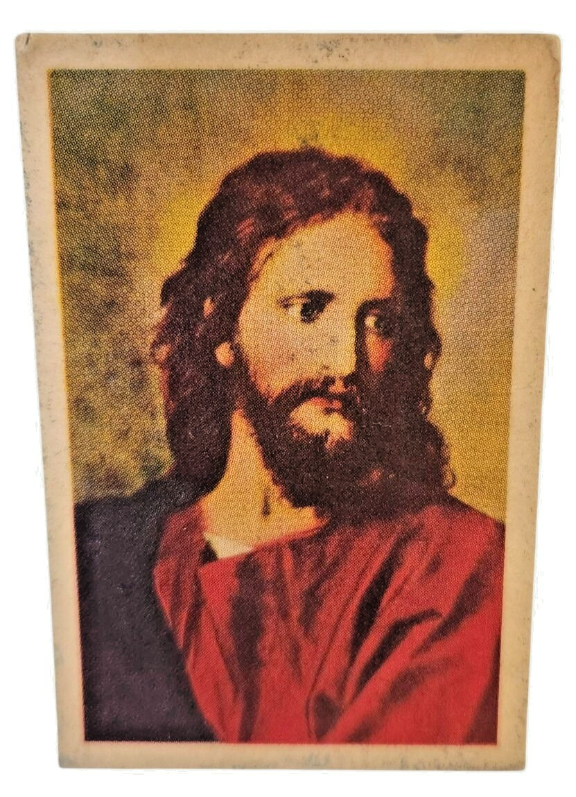 Vintage Jesus Christ Religious Devotional Prayer Card Portrait 2.25 x 3.5