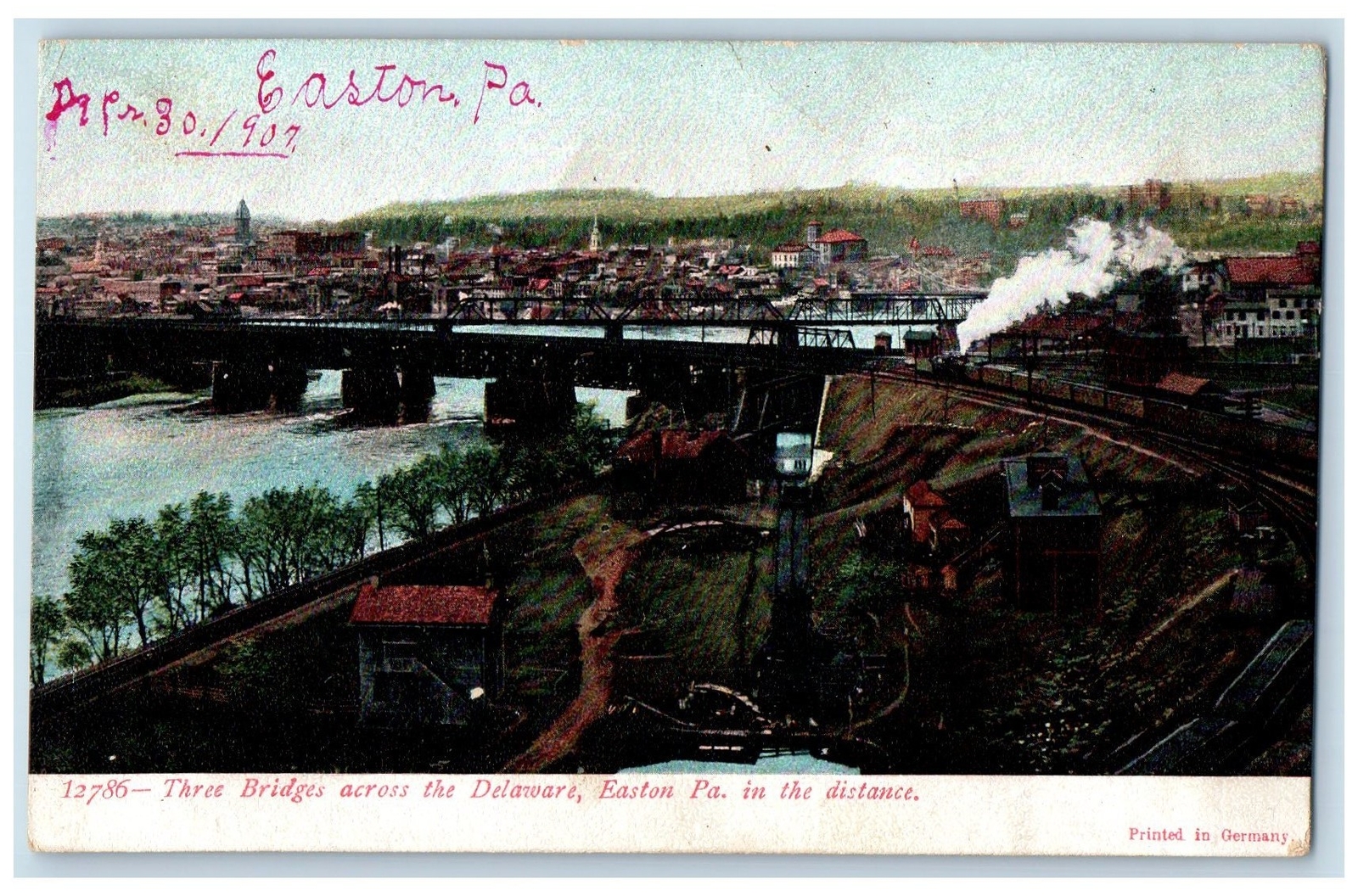 c1905 Three Bridges Across The Delaware Easton Pennsylvania PA Antique Postcard c1905 Three Bridges Across The Delaware Easton Pennsylvania PA Antique Postcard