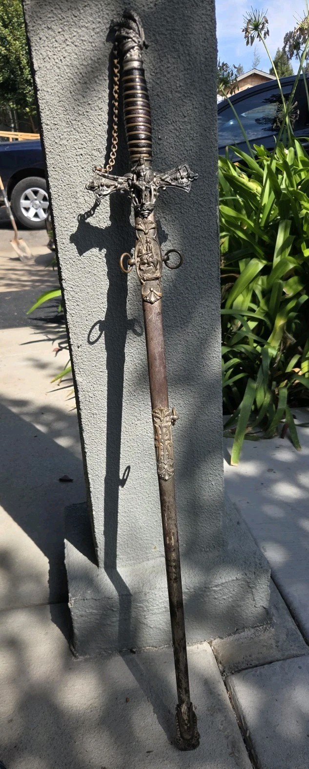 1898 Antique Knights of Pythias Sword Scabbard J W LITCHFIELD Named Etched FCB 1898 Antique Knights of Pythias Sword Scabbard J W LITCHFIELD Named Etched FCB