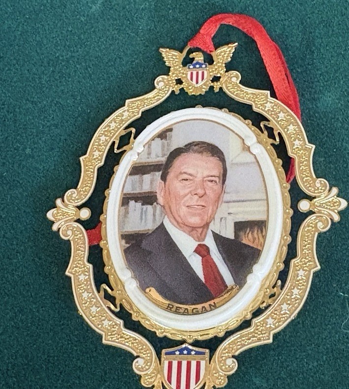 Ronald Reagan Ornament American Presidents Collection 24 KT Gold Finish Box