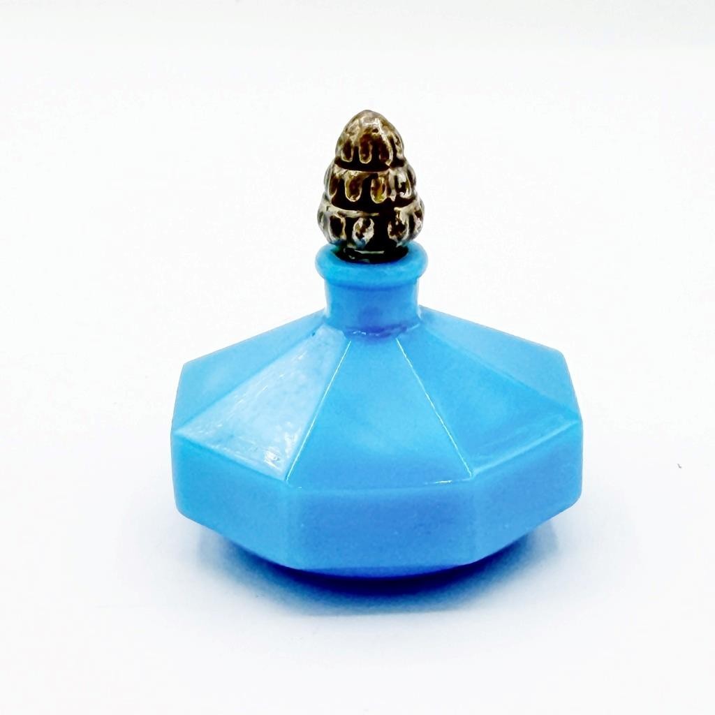 RARE Antique Art Deco Richard Hudnut Le Debut Bleu 1925 Blue Glass Mini Perfume