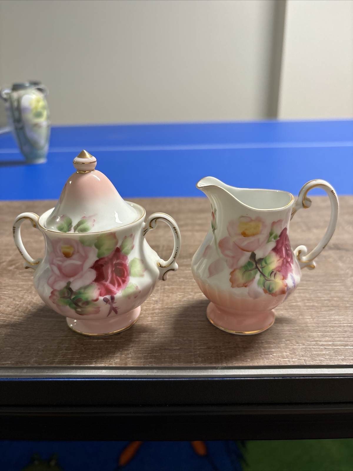 Vintage Occupied Japan Miniature Floral Sugar Bowl And Creamer Set