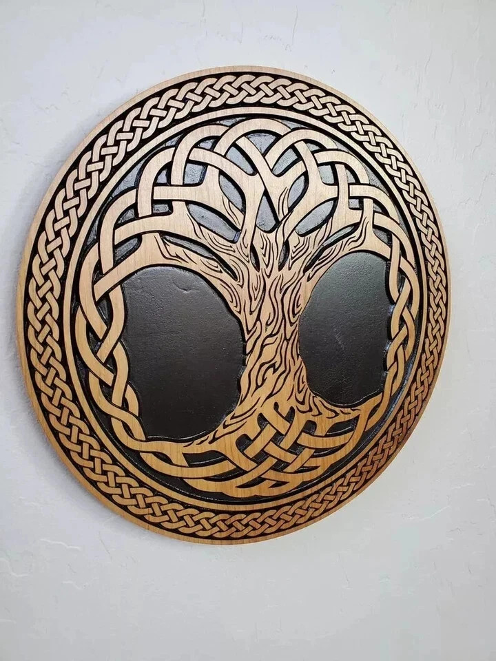 Antique Wood Carved Tree of Life Wall Art, Celtic Designer Home Wall Decorative