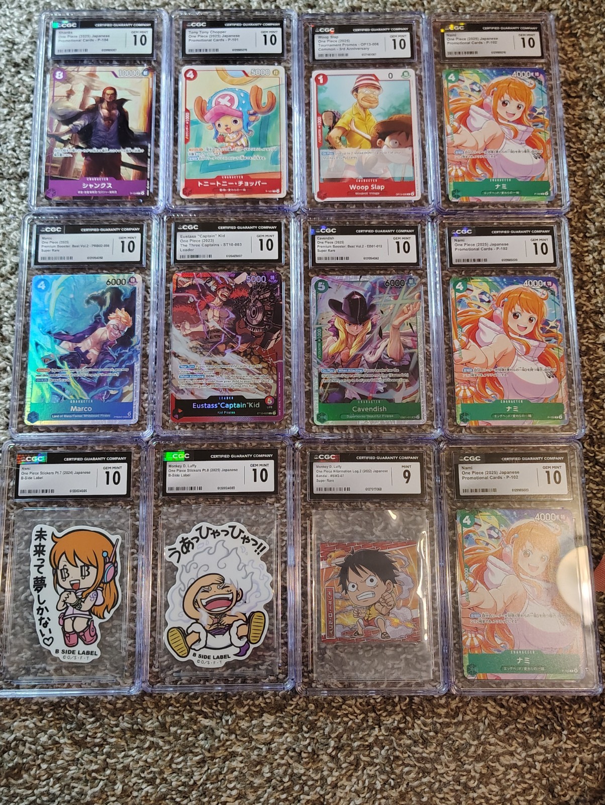 12X GRADED ONE PIECE CARD LOT, 11 GEMS, 1 MINT CHECK IT OUT LUFFY NAOMI ETC 12X GRADED ONE PIECE CARD LOT, 11 GEMS, 1 MINT CHECK IT OUT LUFFY NAOMI ETC