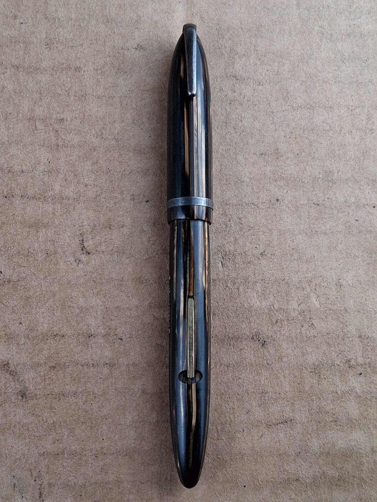 Vintage Sheaffer\'s Brown Striped Balance 500 Feather Touch Fountain Pen Nib #5