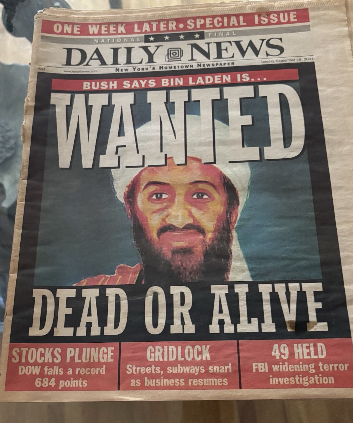 Historical Newspapers 9/11 DailyNews N.Y.