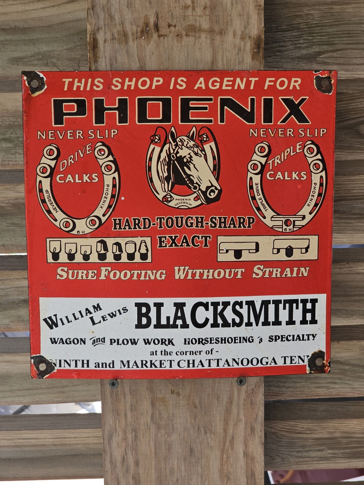  VINTAGE 1950'S PHOENIX NEVER SLIP HORSESHOE PORCELAIN SIGN  10