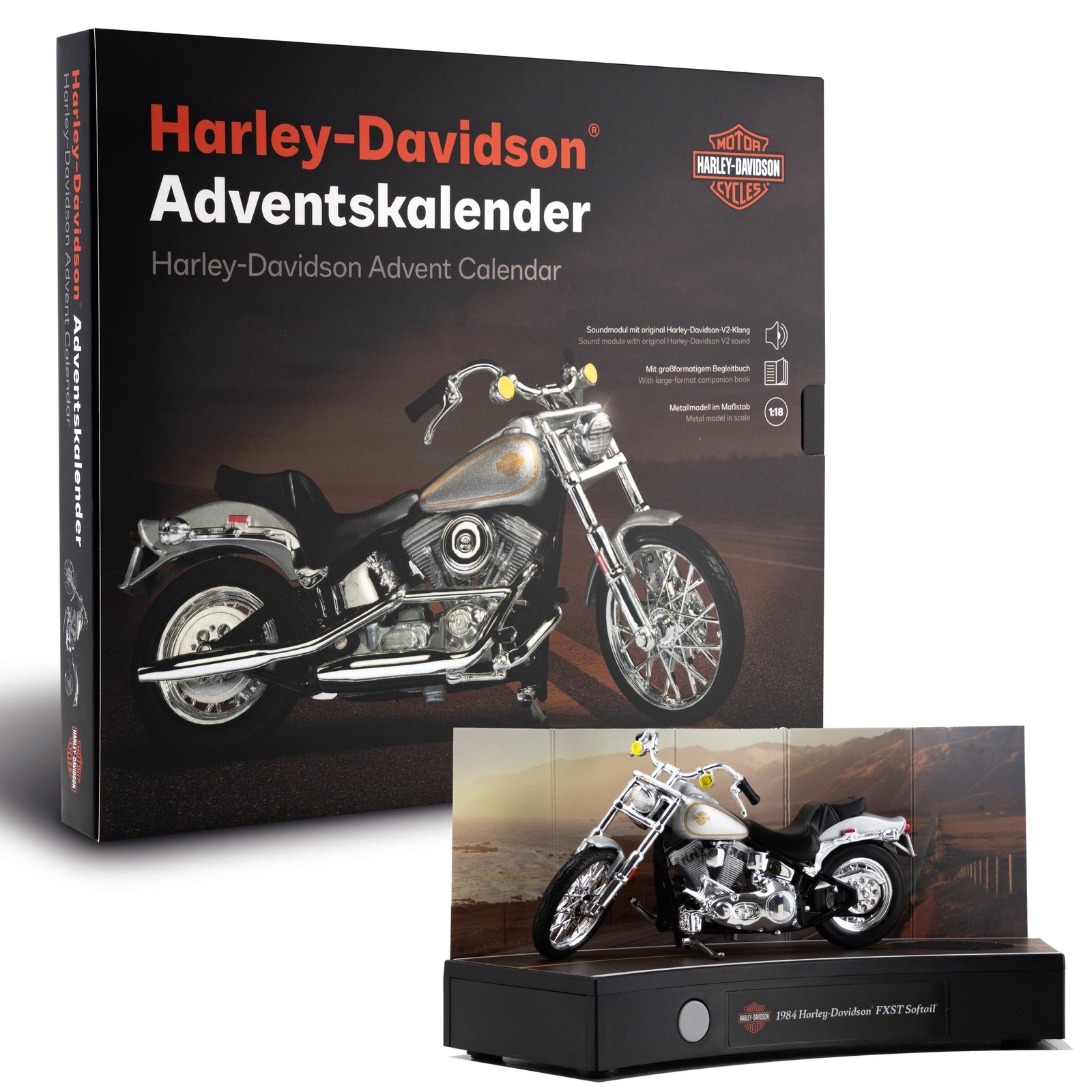 FRANZIS Harley-Davidson Advent Calendar 1984 FXST Softail 1:24 Model Kit Book