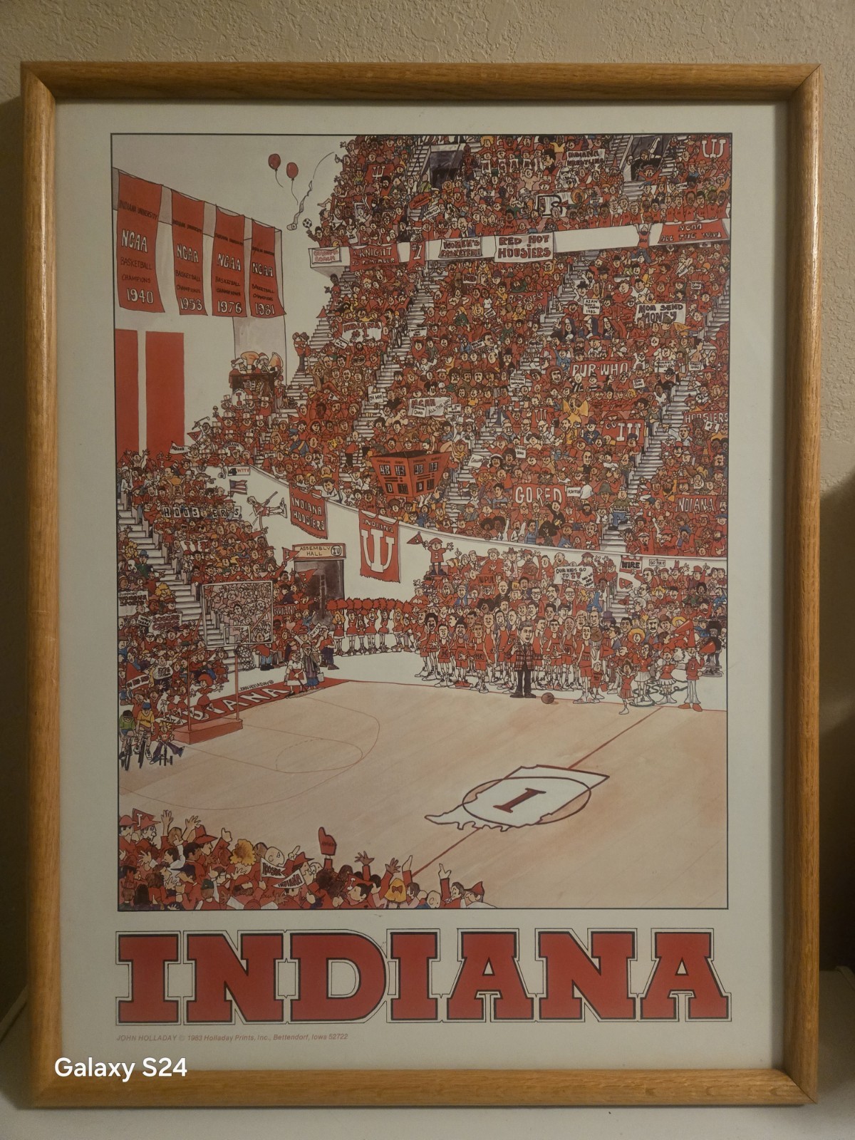 Vintage 1983 Indiana University Crowd Print With Frame