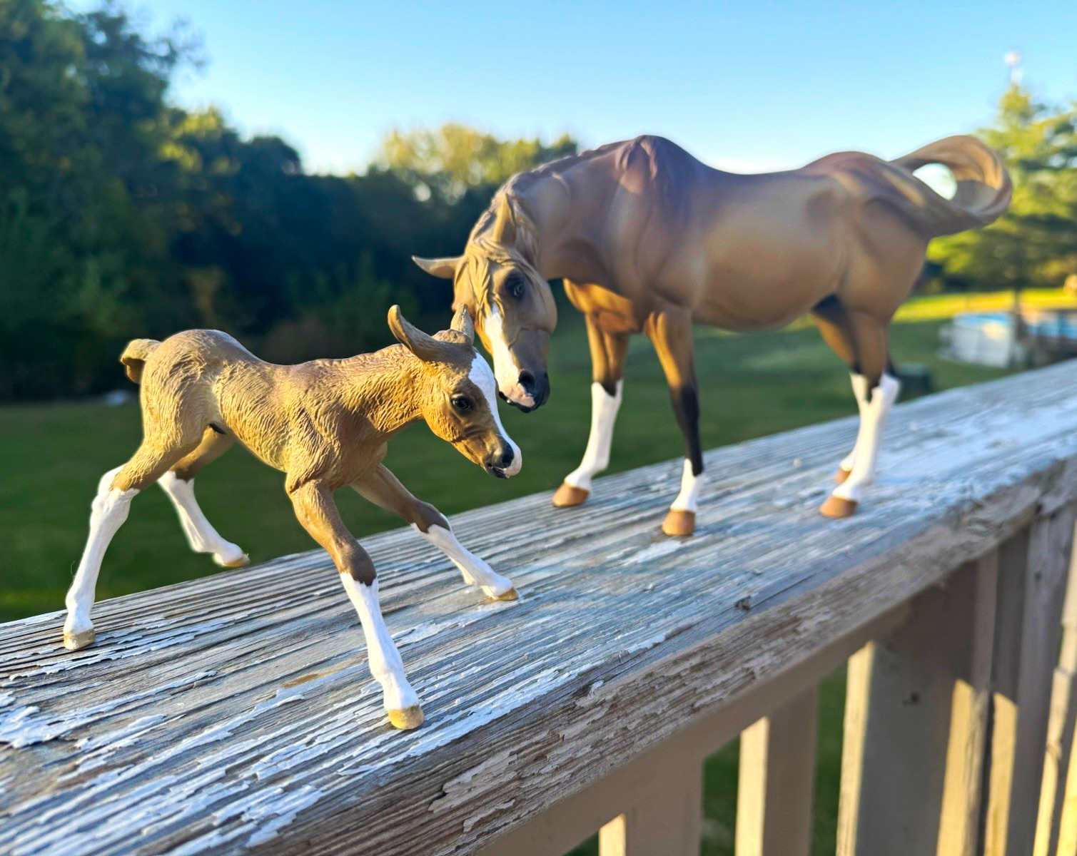 OOAK Breyer Susecion and Le Fire, tan and white custom