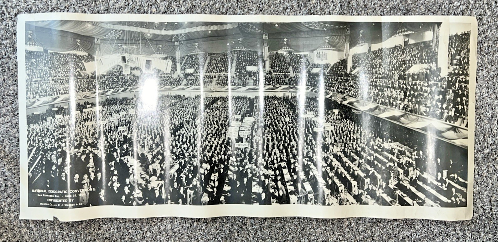 39” R J Waters Panoramic Photo 1920 National Democratic Convention San Francisco