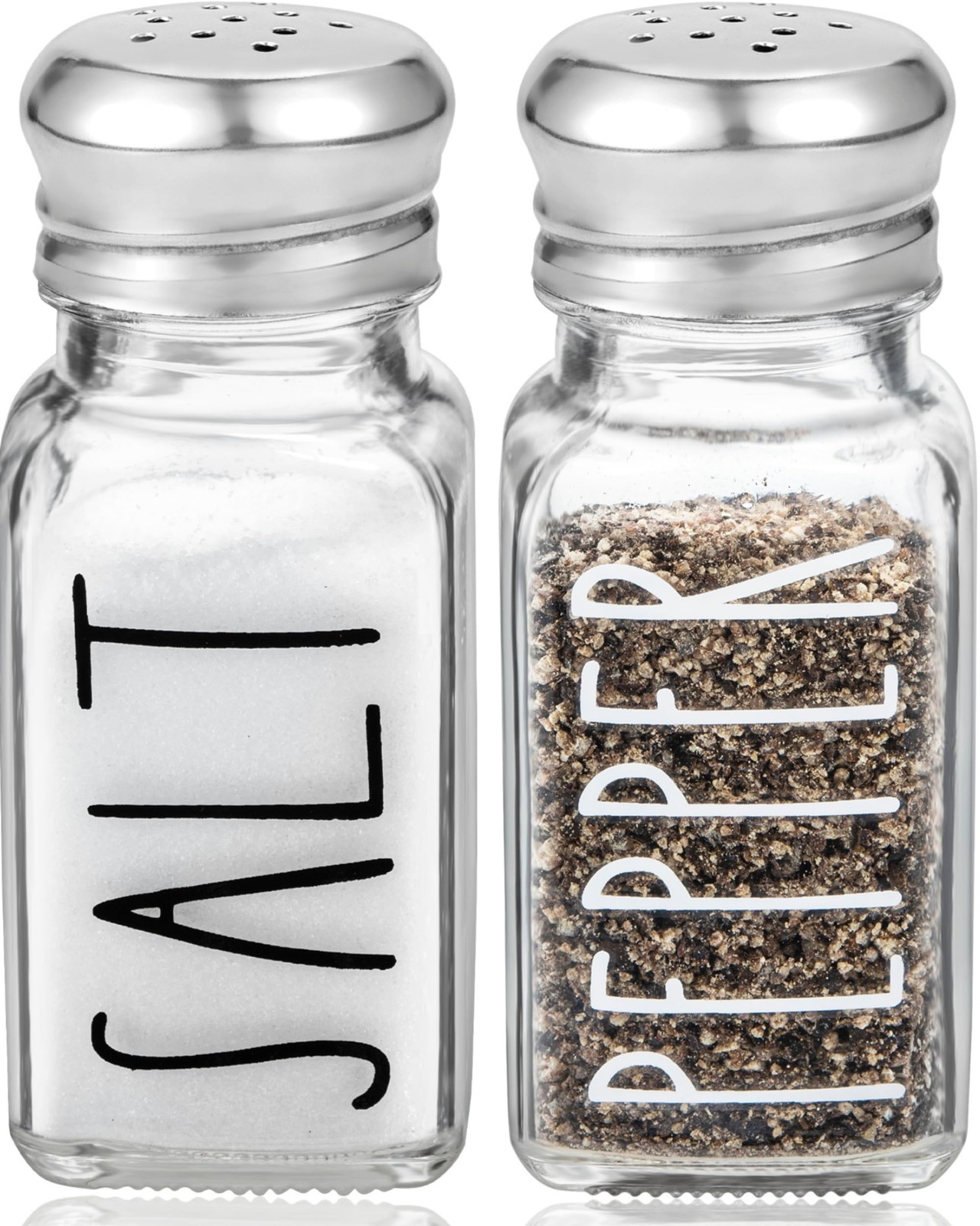 Clear Salt and Pepper Shakers Set by Brighter Barns - Modern Large, Clear Salt and Pepper Shakers Set by Brighter Barns - Modern Large,